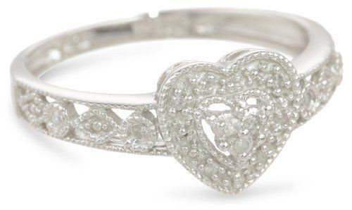 Diamond Promise Rings Under 200
 10k White Gold Diamond Heart Ring 0 04 cttw I J Color