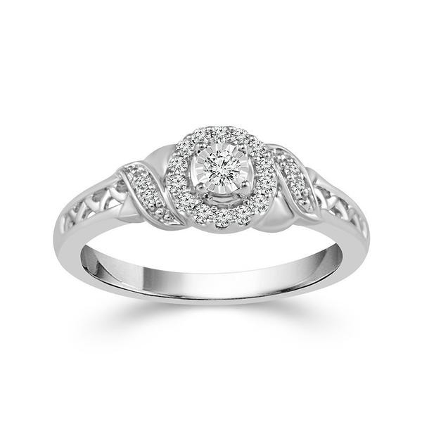 Diamond Promise Rings Under 200
 Sterling Silver Round Halo Diamond Promise Ring with 1