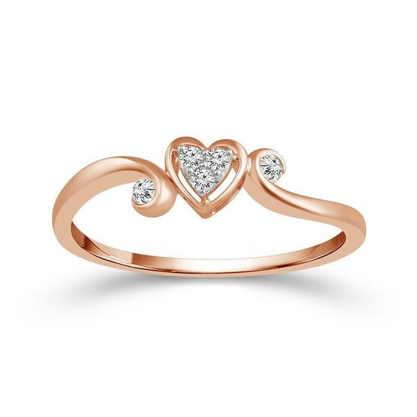 Diamond Promise Rings Under 200
 10K Rose Gold Heart Shaped Cluster Diamond Promise Ring
