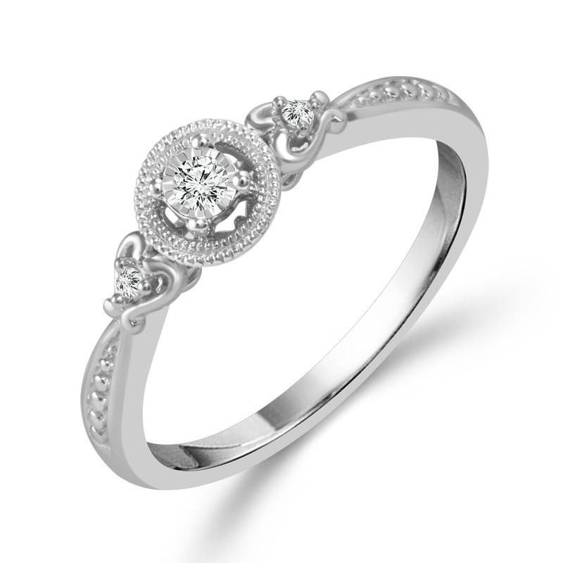 Diamond Promise Rings Under 200
 Sterling Silver 06cttw Round Diamond Halo Promise Ring