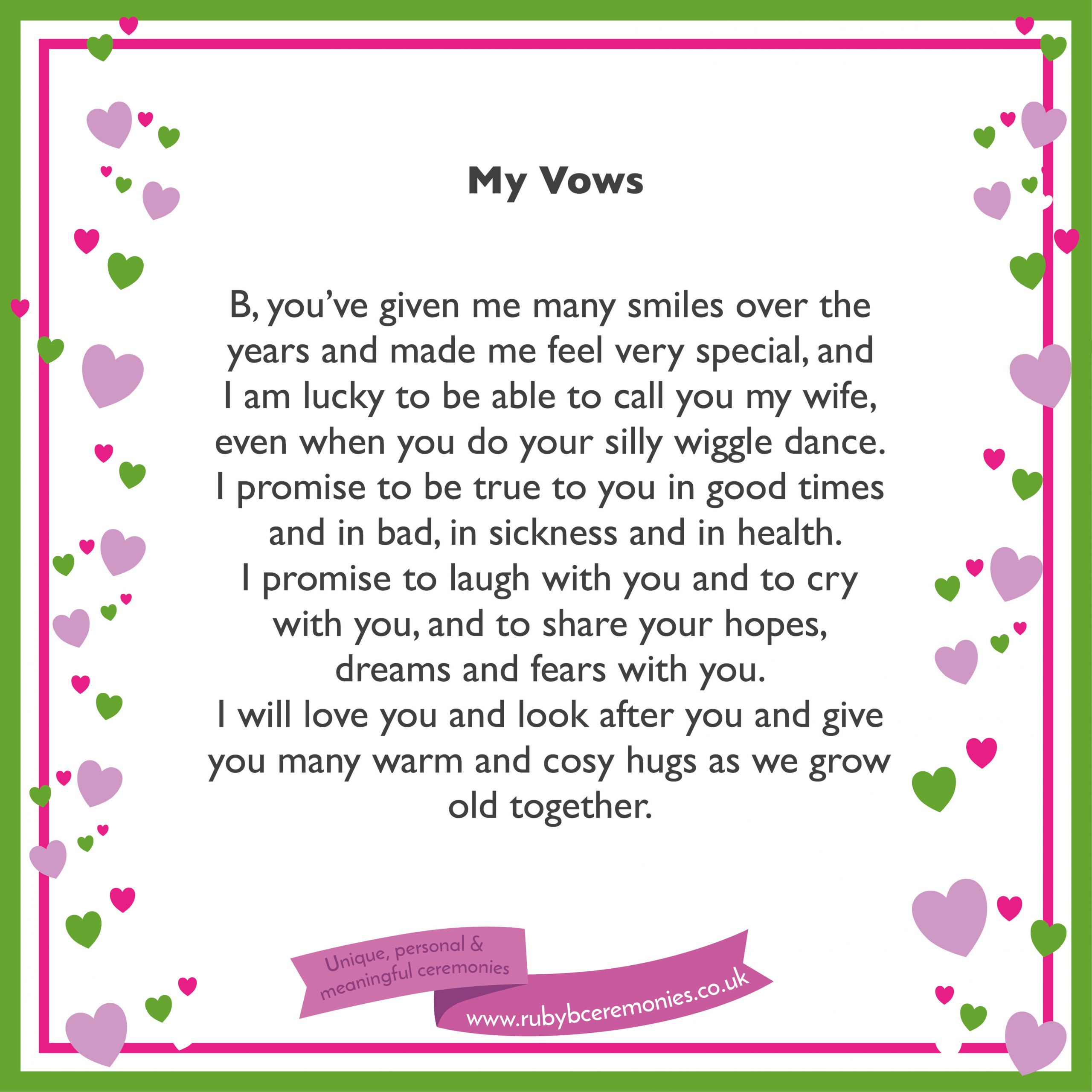Different Wedding Vows
 A simple way to write your wedding vows Ruby B