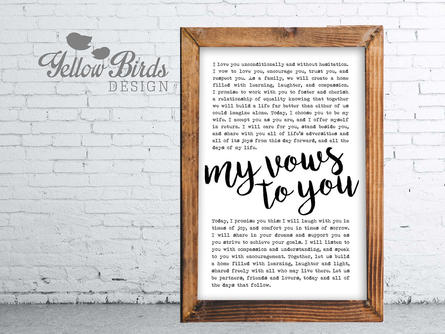 Different Wedding Vows
 Wedding Vows Print Personalized Wedding Keepsake