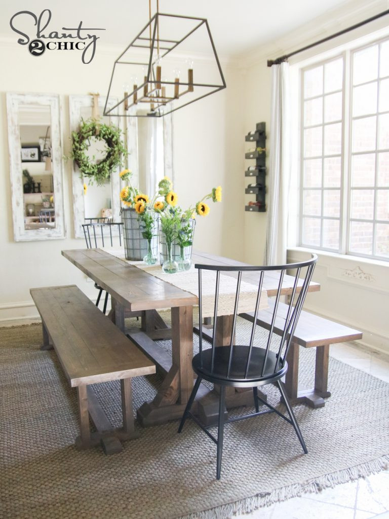 Dining Table DIY Plans
 DIY Pottery Barn Inspired Dining Table for $100 Shanty 2