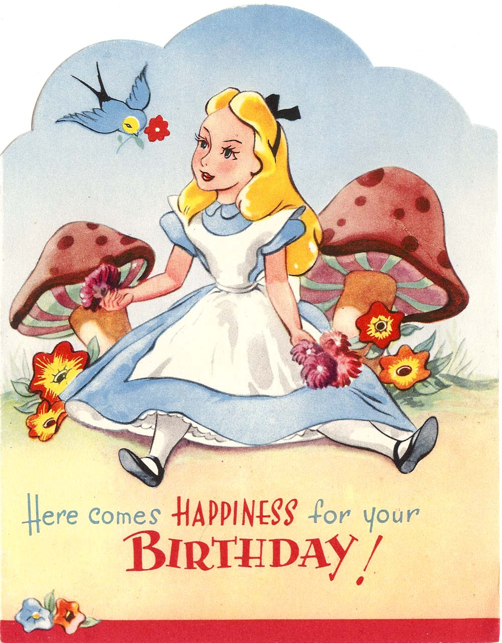 Disney Birthday Cards
 Vintage Disney Alice in Wonderland English Birthday Card