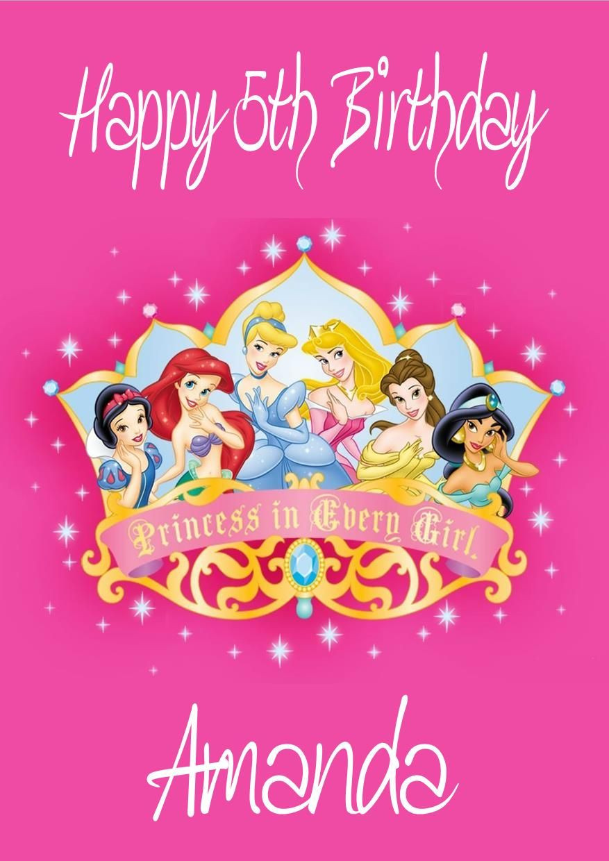 Disney Birthday Cards
 Personalised Disney Princess Birthday Card Design 2