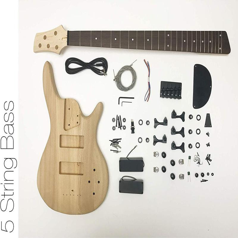 DIY 5 String Bass Guitar Kit
 Unfinished DIY Electric Guitar Kit 5 String Ash Bass Pre
