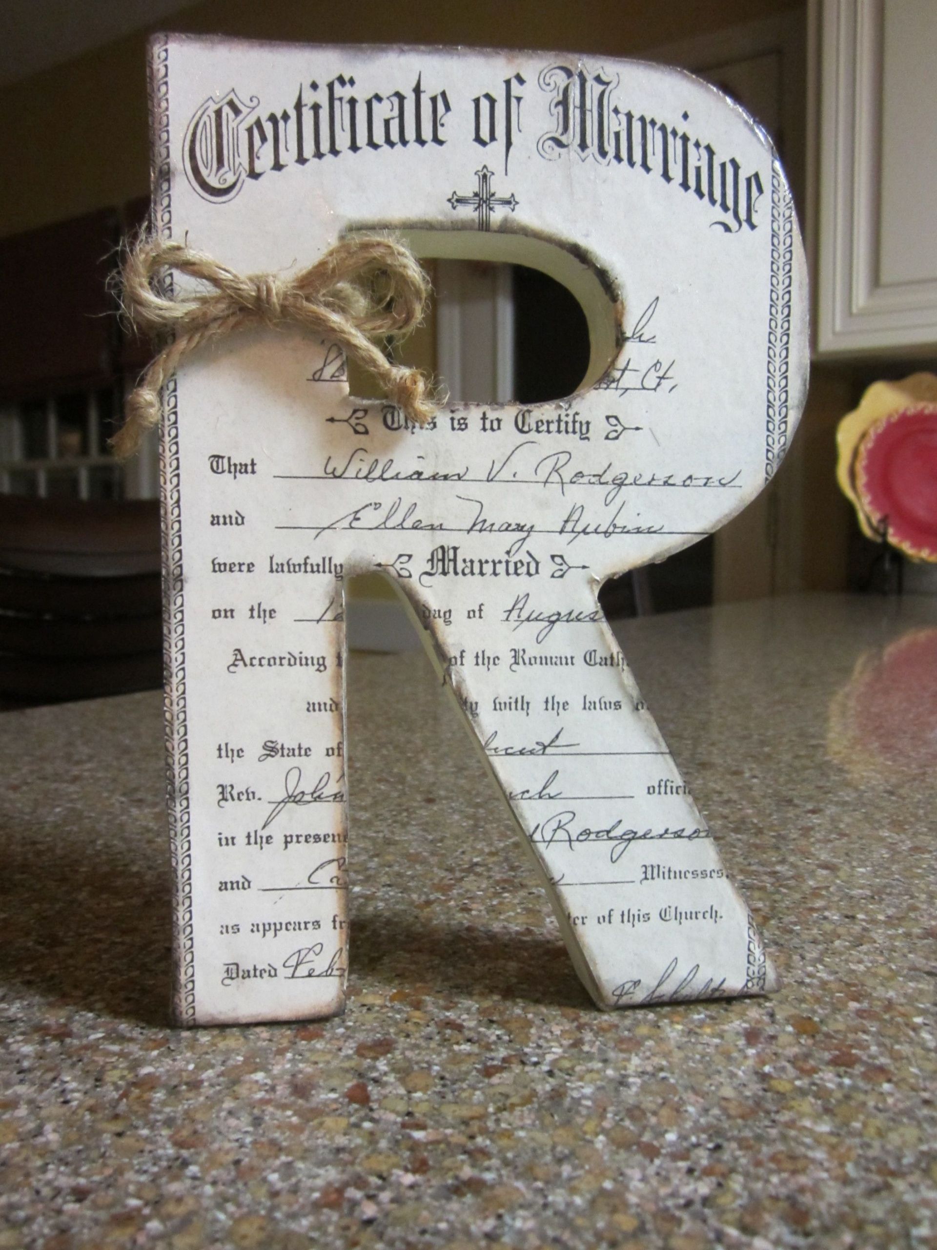 Diy Anniversary Gift Ideas For Parents
 Copy of Grandparent s marriage certificate onto their