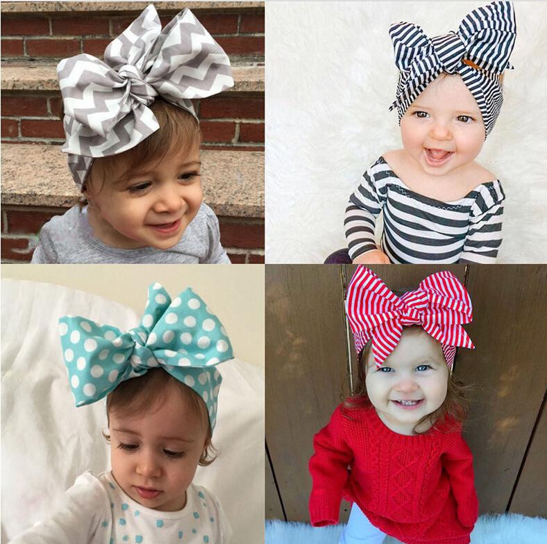 DIY Baby Bow Headbands
 2016 Headband DIY Tie Bow Hairbands Big Bow Cute Dot Print