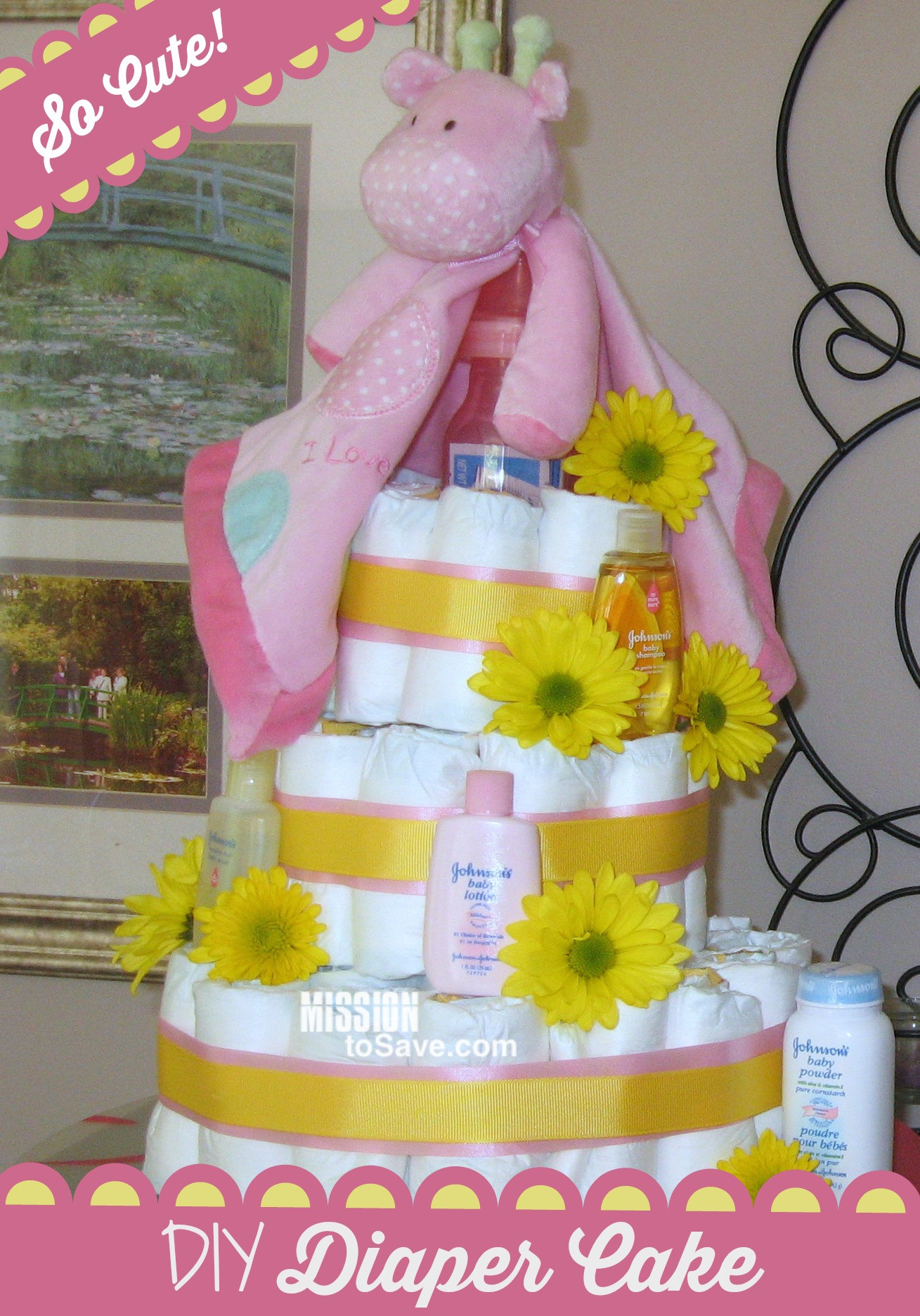 DIY Baby Diaper Cake
 Adorable Diaper Cake for DIY Baby Shower Gift Mission