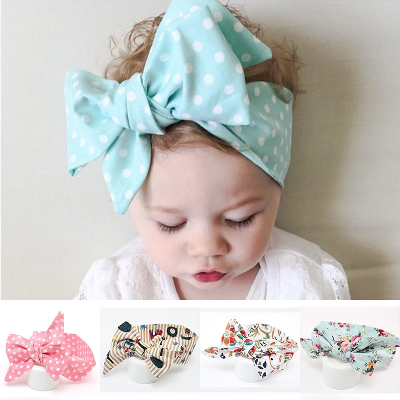 DIY Baby Girl Headbands
 Cute Dot Fabric Flowers Baby Turban Haarband DIY Big Bow