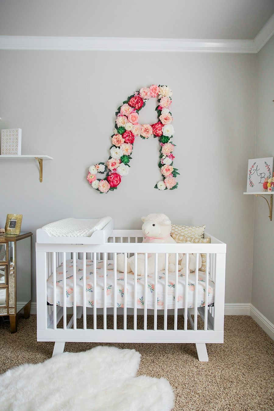 DIY Baby Girl Room Decor
 Baby girl nursery with floral wall