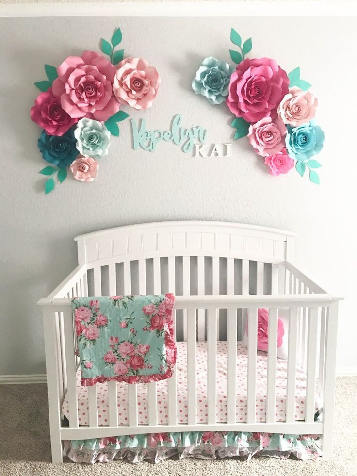 DIY Baby Girl Room Decor
 Aqua Floral Nursery for Baby Girl