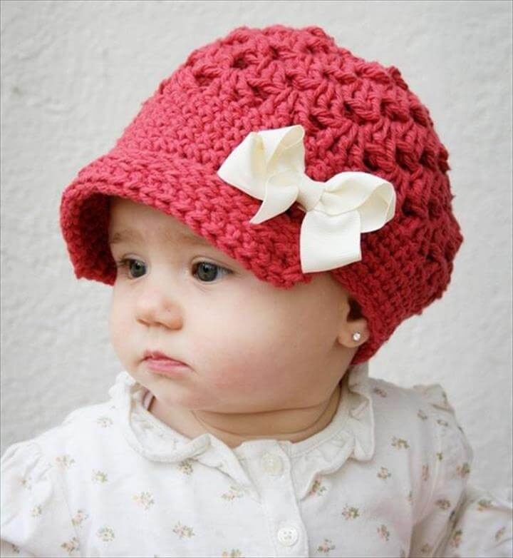 DIY Baby Hats
 26 DIY Crochet Brimmed Beanie Hats