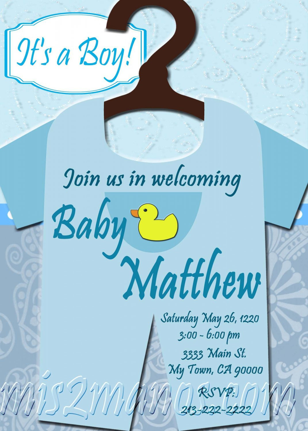 DIY Baby Shower Invitations Free
 Baby Shower esie Invitations Printable Baby Boy custom