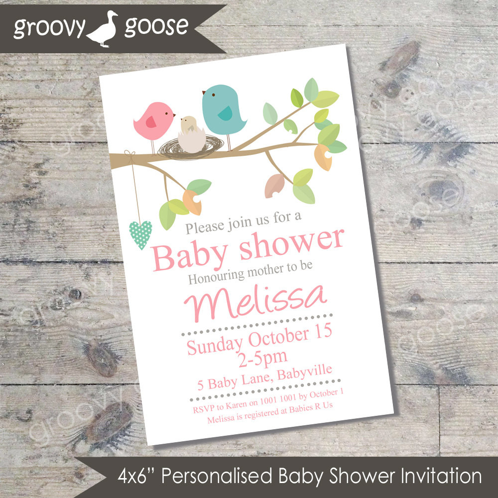 DIY Baby Shower Invitations Free
 Bird Nest Baby Shower invitation PINK DIY Printable Baby