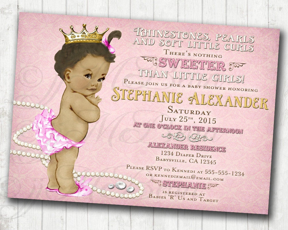 Diy Baby Shower Invitations Girl
 Girl Baby Shower Invitation For Girl African American DIY