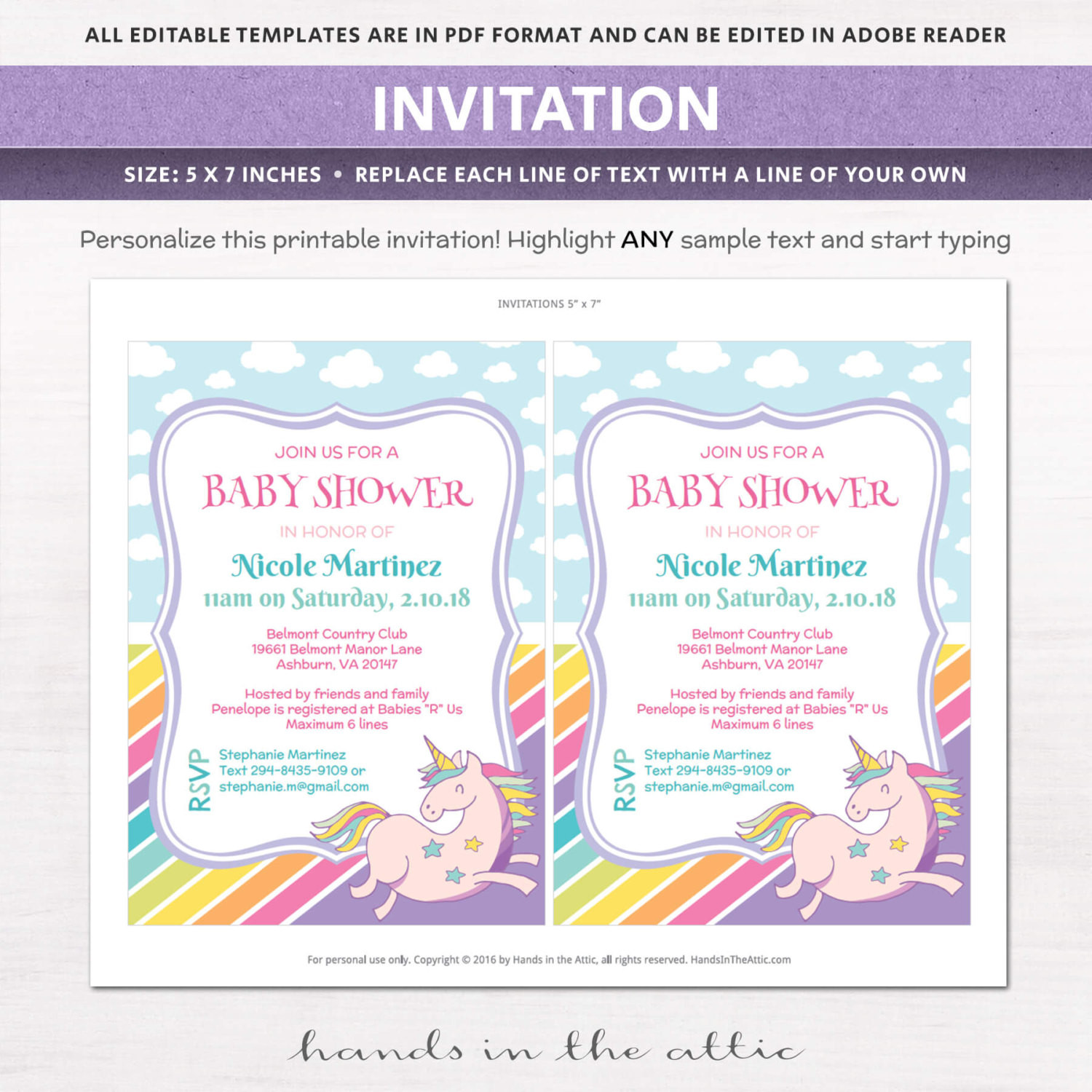 Diy Baby Shower Invitations Kits
 Unicorn & Rainbows Baby Shower Invitation Kit