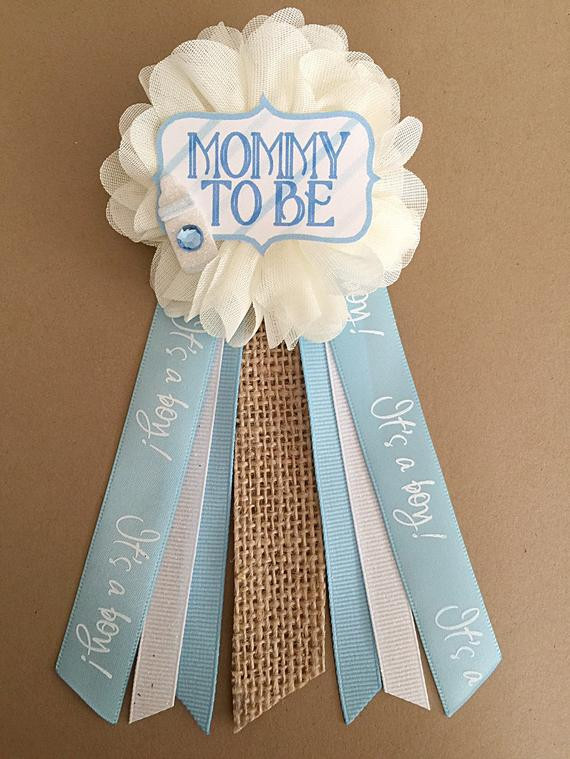DIY Baby Shower Pins
 Shabby chic Blue Baby Shower pin Mommy to be pin by afalasca