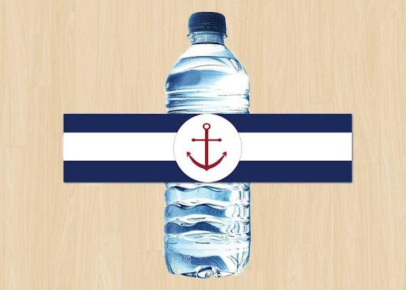 DIY Baby Shower Water Bottle Labels
 DIY Printable Blue and White Nautical Baby Shower Water