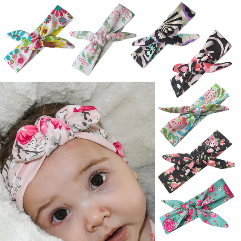 DIY Baby Turban Headband With Bow
 Baby Girls Bow Headband Rabbit Ear Hair Band Turban Knot