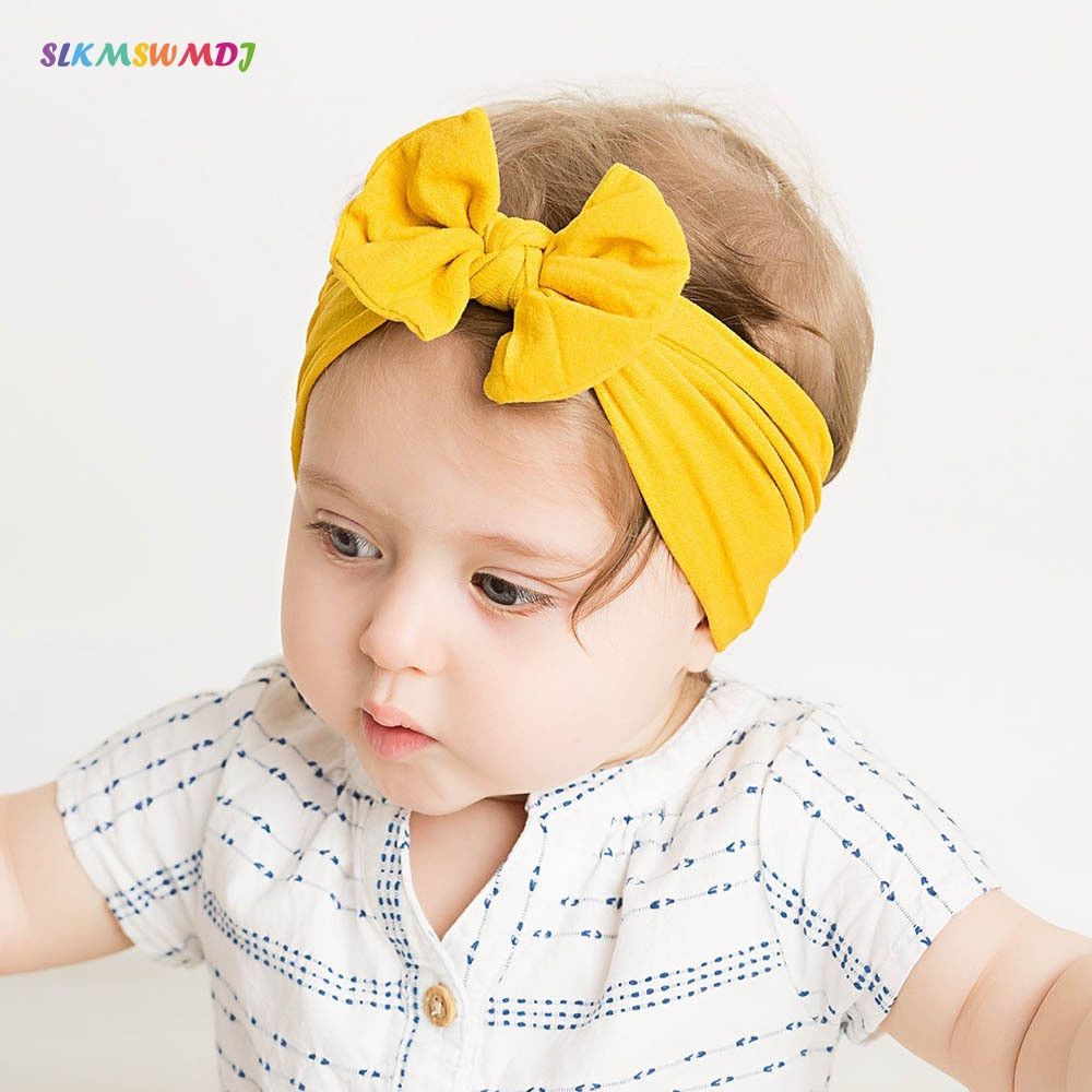 DIY Baby Turban Headband With Bow
 SLKMSWMDJ Headband Bow For Baby Girl Solid Color Cute DIY