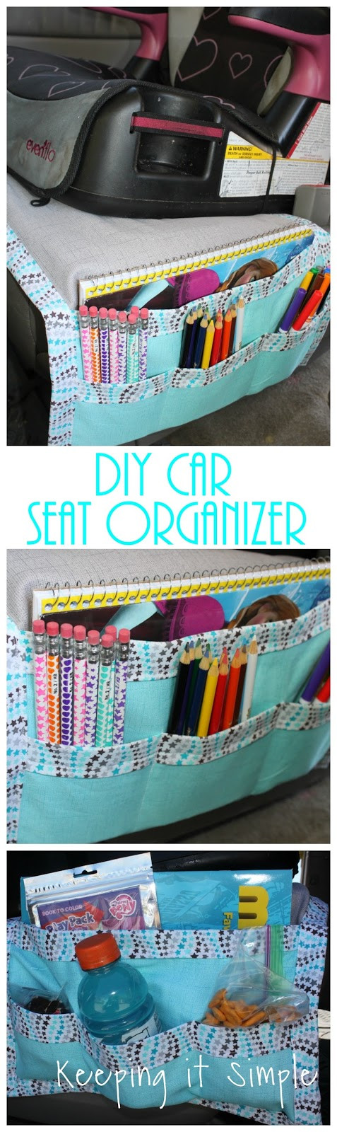 DIY Back Seat Car Organizer
 DIY Car Seat Organizer for Kids Snacks and Coloring