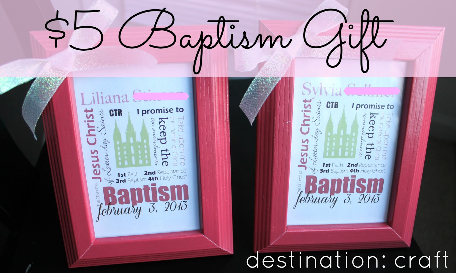 DIY Baptism Gifts
 Destination Craft $5 Baptism Gift