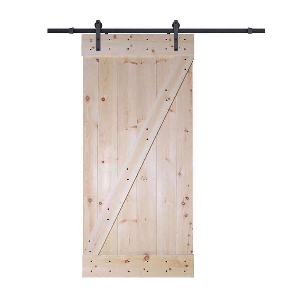 DIY Barn Door Kit
 CALHOME 30 in x 84 in Z Bar Unfinished Wood Sliding DIY