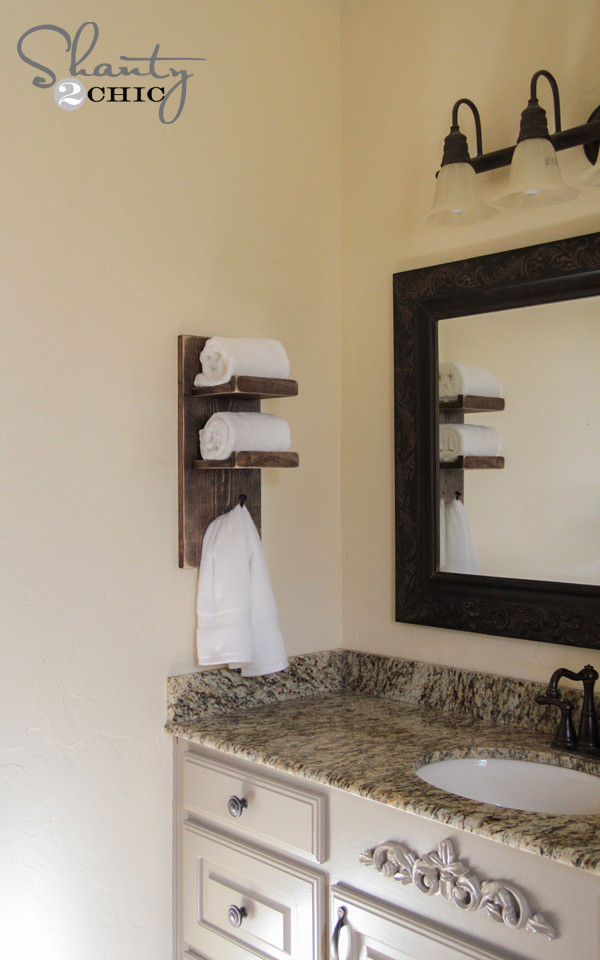 DIY Bathroom Towel Racks
 Super Cute DIY Towel Holder Shanty 2 Chic