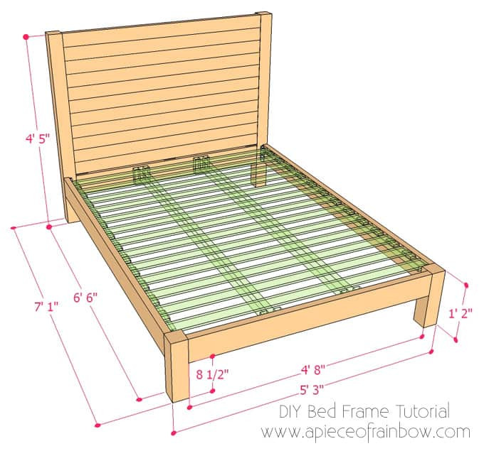 DIY Bed Frames Plans
 DIY Bed Frame and Wood Headboard A Piece Rainbow