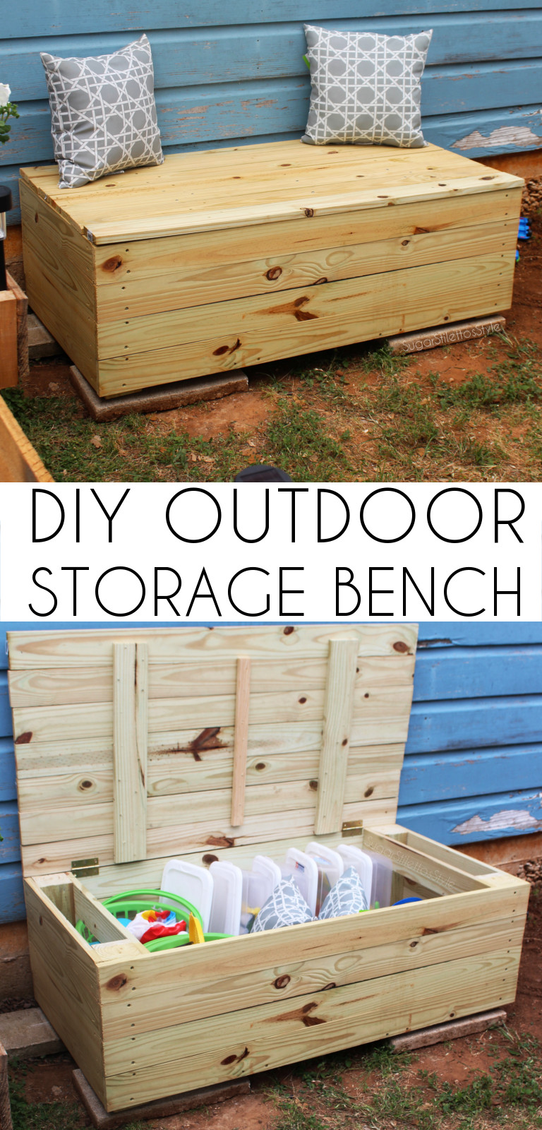 DIY Bench Outdoor
 DIY Outdoor Storage Bench Shaina Glenn