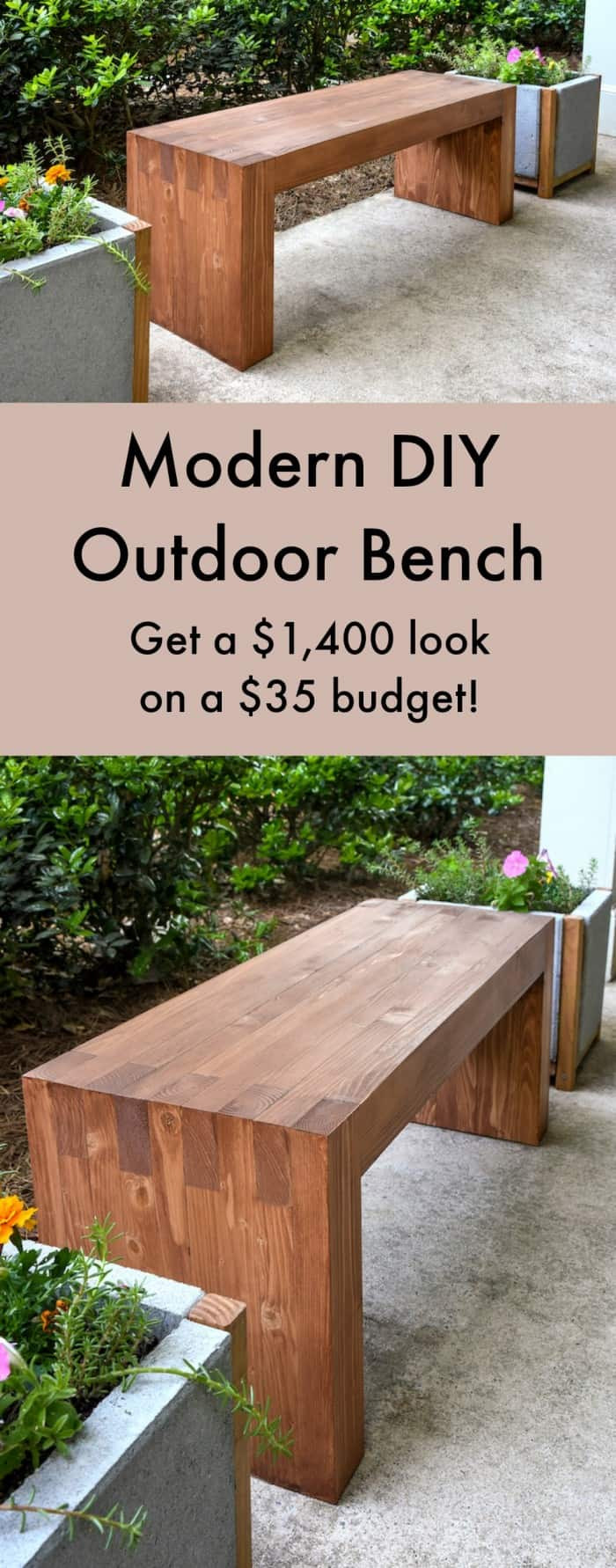 DIY Benches Outdoor
 Williams Sonoma inspired DIY outdoor bench diycandy