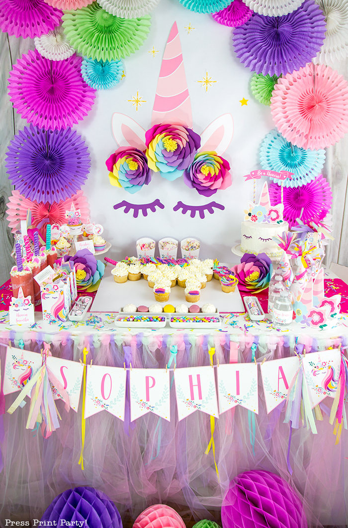 DIY Birthday Decorations
 DIY Unicorn Backdrop Decorations w Printables Press