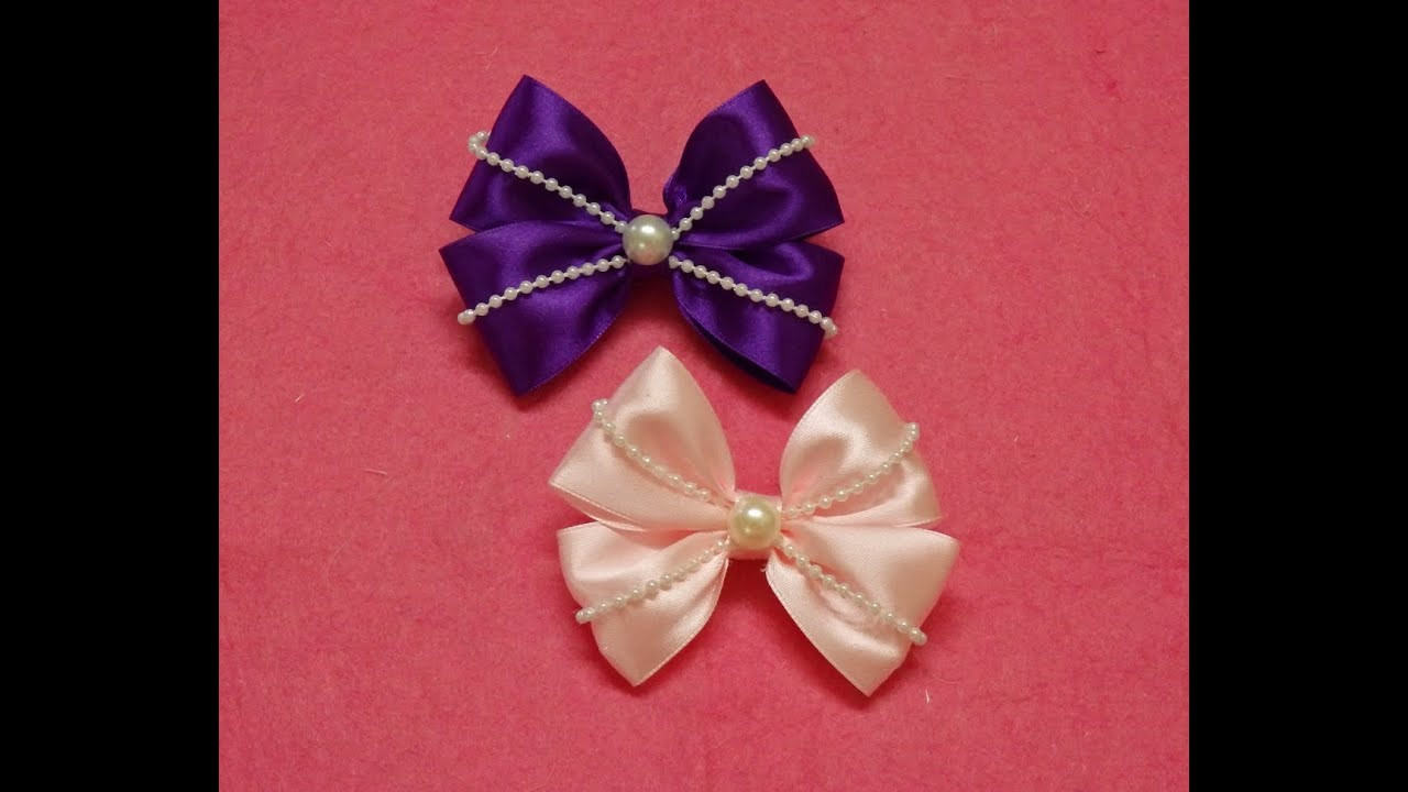 DIY Bow For Hair
 Diy Ribbon hair bows with pearls hair bow tutorial how to