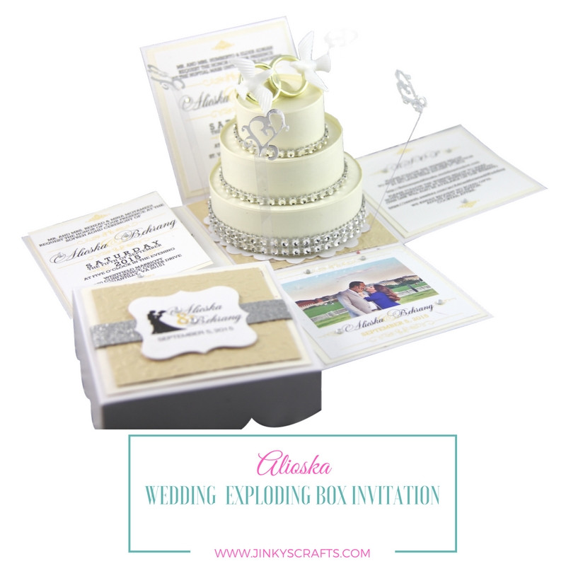 DIY Boxed Wedding Invitations
 Alioska Exploding Box Wedding Invitation with 3 Tier Cake