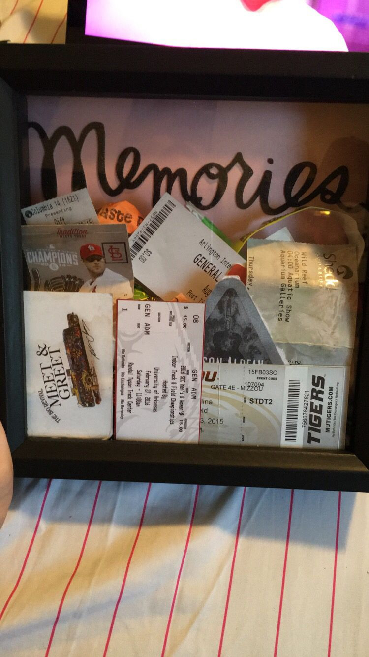 DIY Boyfriend Gift Ideas
 Ticket stub shadow box Relationship Ideas