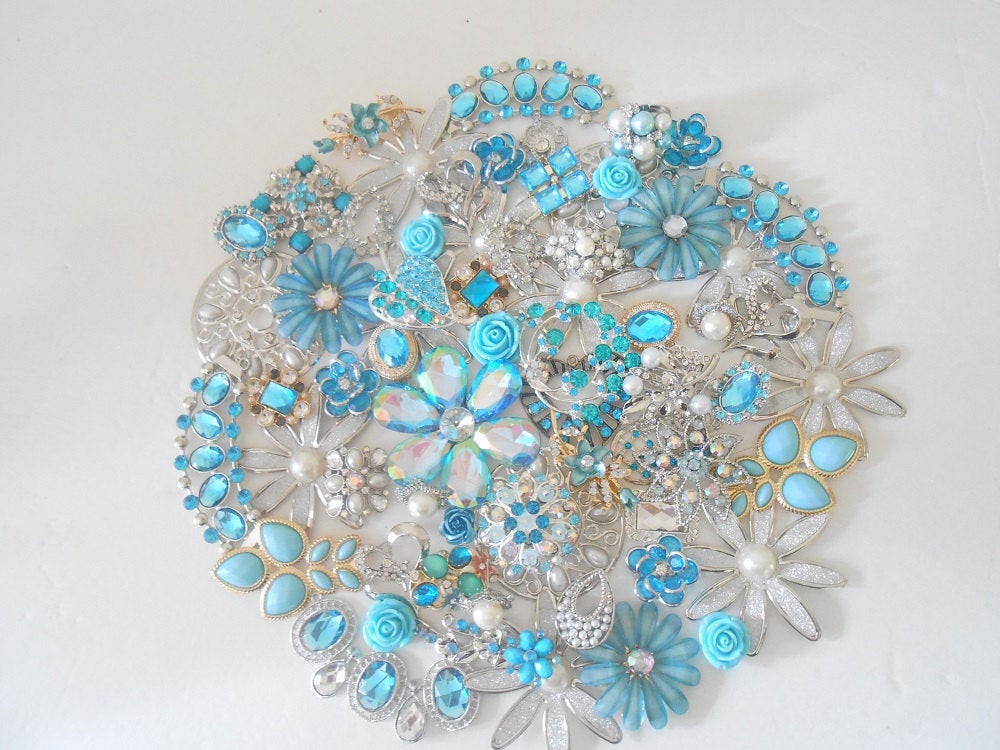 DIY Brooch Bouquet Kit
 DIY Brooch Bouquet Kit MALIBU BLUE 65 pc Wedding Jewelry