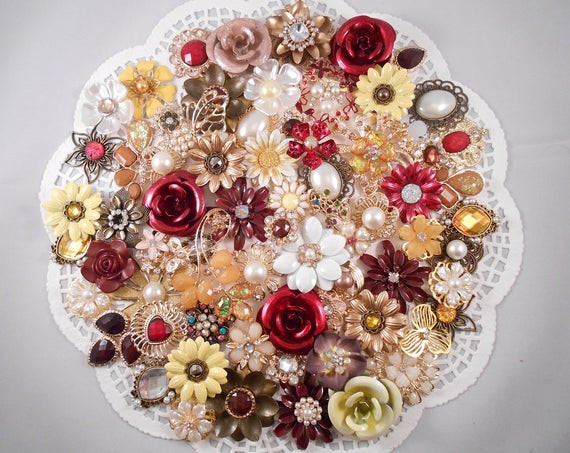 DIY Brooch Bouquet Kit
 Enamel Flower Brooch Bouquet Kit 65 pc AUTUMN MIST DIY Wedding