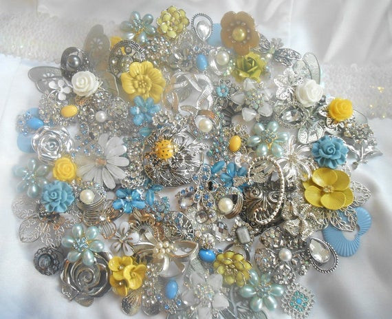 DIY Brooch Bouquet Kit
 DIY Rhinestone Pearl Brooch Bouquet Kit BLUEBELL 65 by