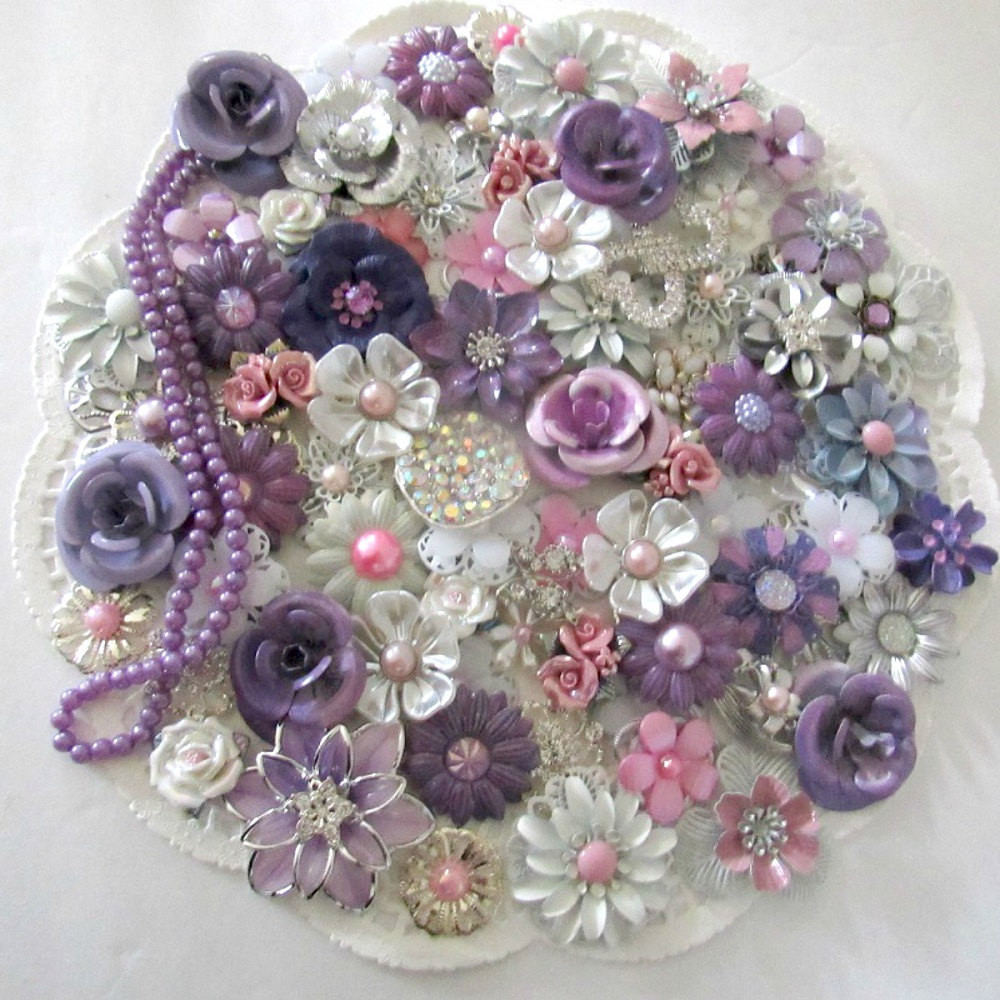 DIY Brooch Bouquet Kit
 DIY Brooch Bouquet Kit LOVE LAVENDER 65 pc Jewels Enamel