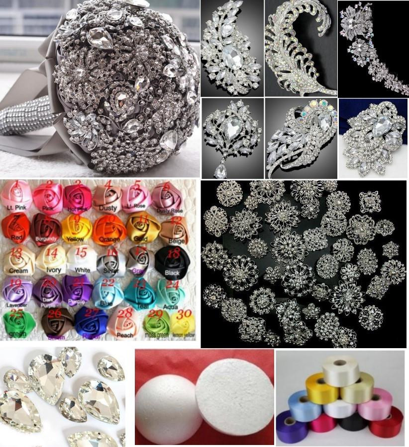 DIY Brooch Bouquet Kit
 DIY Kit Silver 10" Brooch Bouquet Free Holder KIT 506