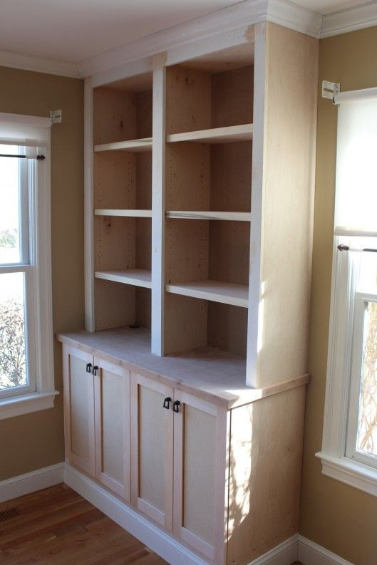 DIY Built In Bookcase Plans
 built in bookcase with doors With images