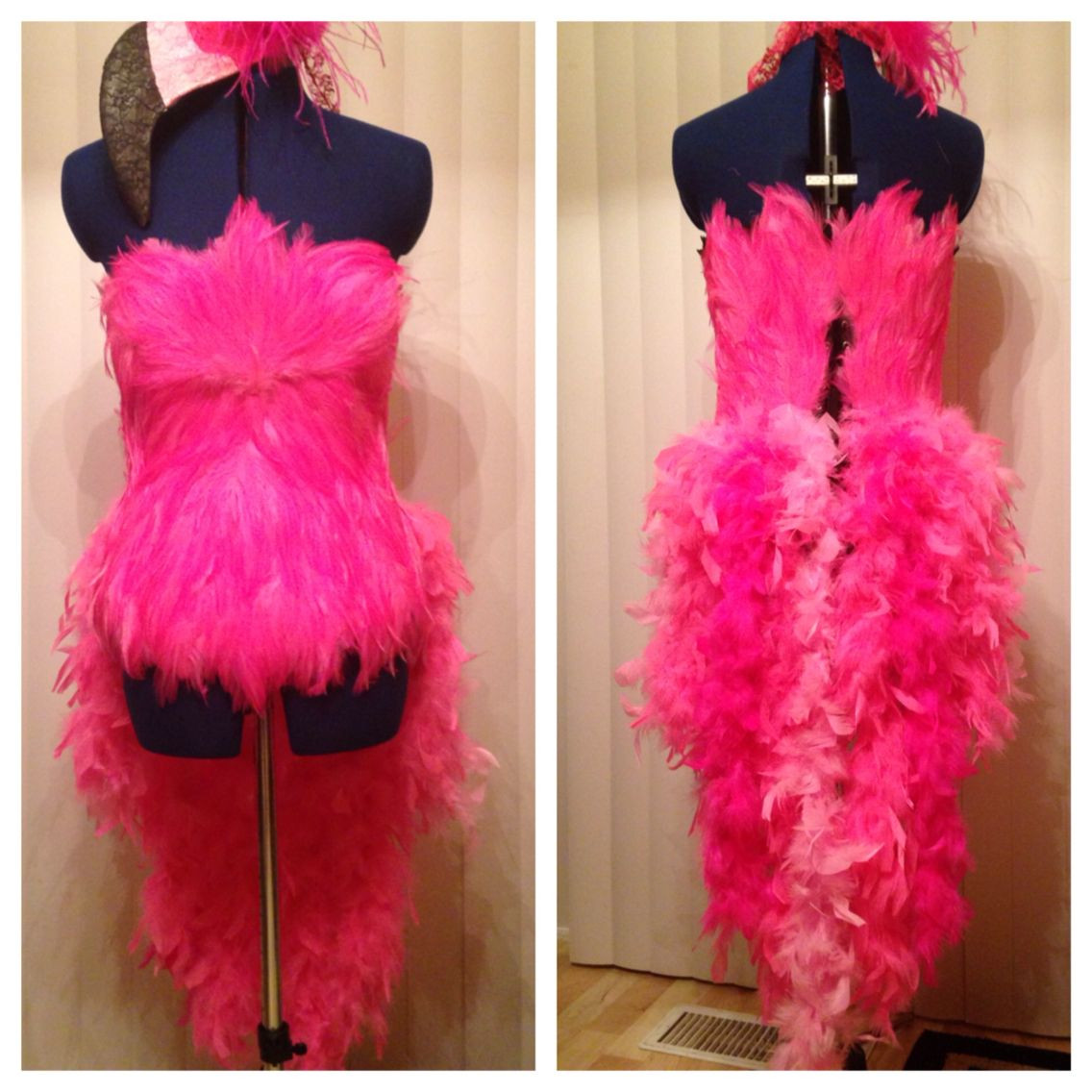 DIY Burlesque Costume
 DIY Corset flamingo costume with burlesque tail Purchased