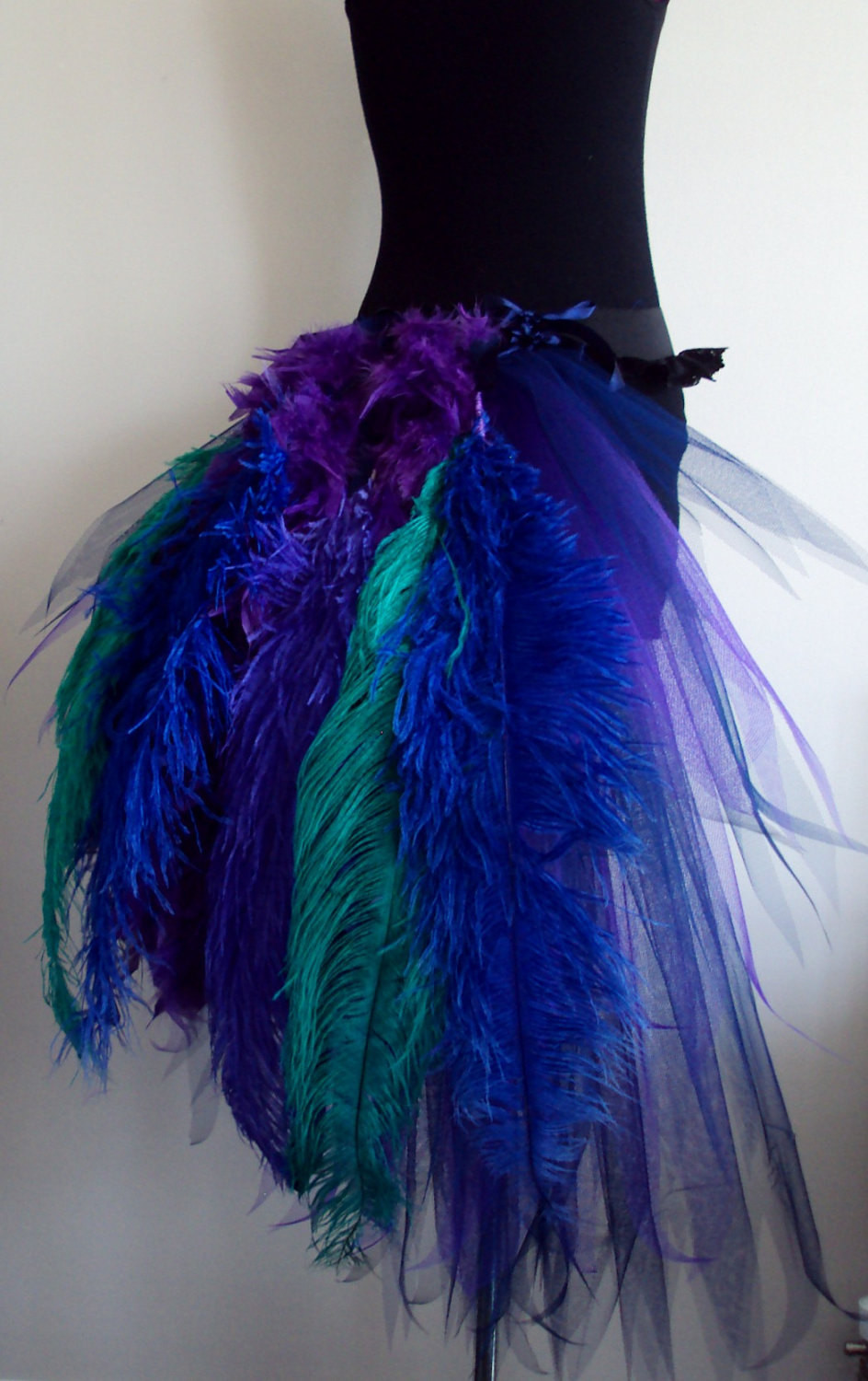 DIY Burlesque Costume
 French Navy Blue Purple Peacock Burlesque Tutu skirt size 4