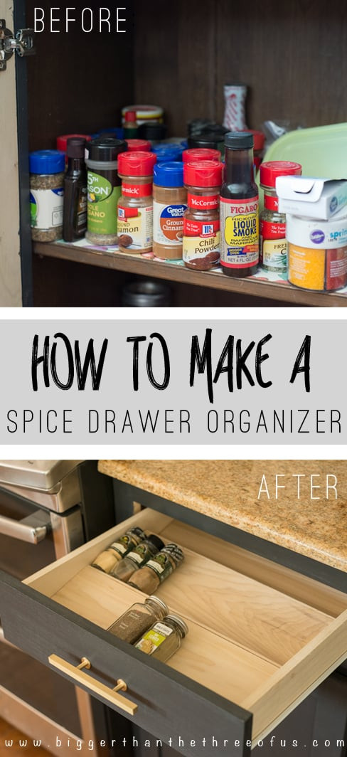 DIY Cabinet Organizer
 Get Organized with this DIY Spice Drawer Organizer