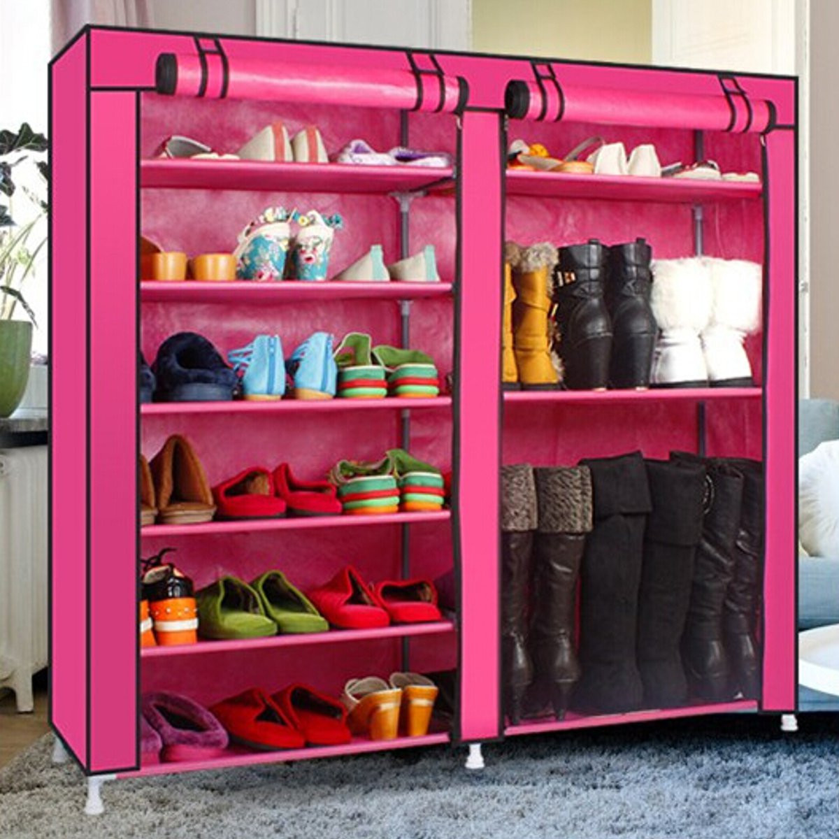 DIY Cabinet Organizer
 6 Tier Covered Shoes Rack DIY Storage Shelf Tidy Organizer