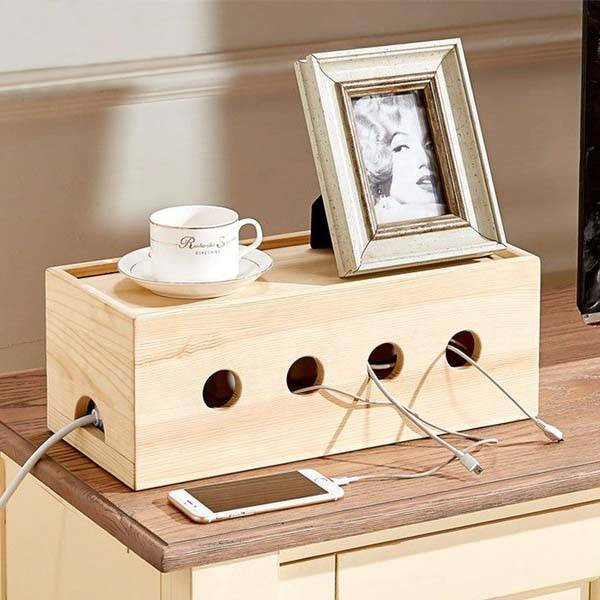 DIY Cable Management Box
 The Wooden Cable Organizer Box Hides Your Power Strip and