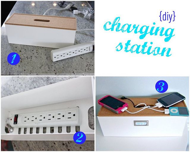 DIY Cable Management Box
 charging station by hi sugarplum via Flickr from IKEA