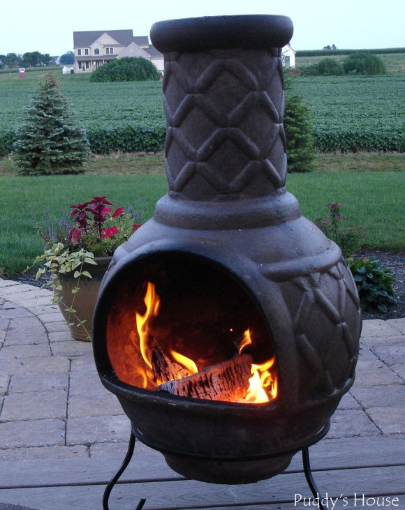 DIY Chiminea Outdoor Fireplace
 Spring Dreams chimnea on patio