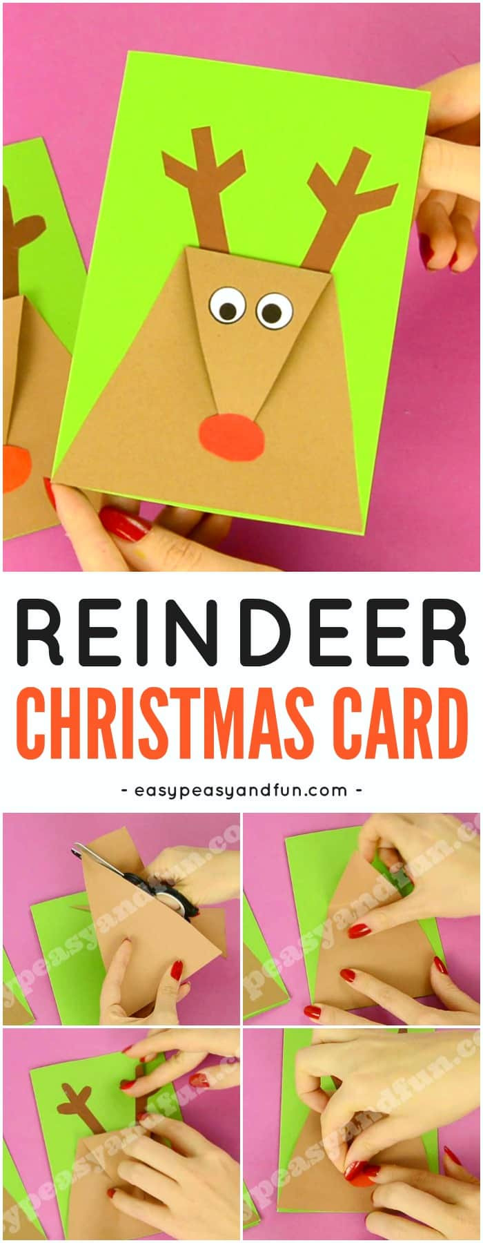 DIY Christmas Cards For Kids
 Reindeer Christmas Card Easy Peasy and Fun